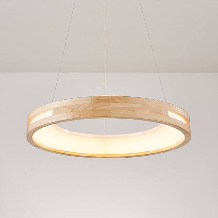 Japanese Minimalist Log Circle LED Island Chandelier for Modern Living-Orizon Depot