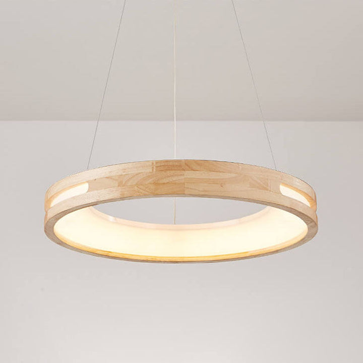 Japanese Minimalist Log Circle LED Island Chandelier for Modern Living-Orizon Depot