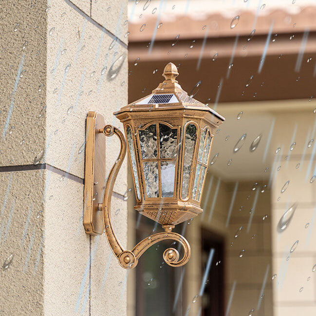 European Solar Outdoor Lantern Aluminum Glass Waterproof 1-Light Wall Sconce Lamp for Elegant Exteriors-Orizon Depot