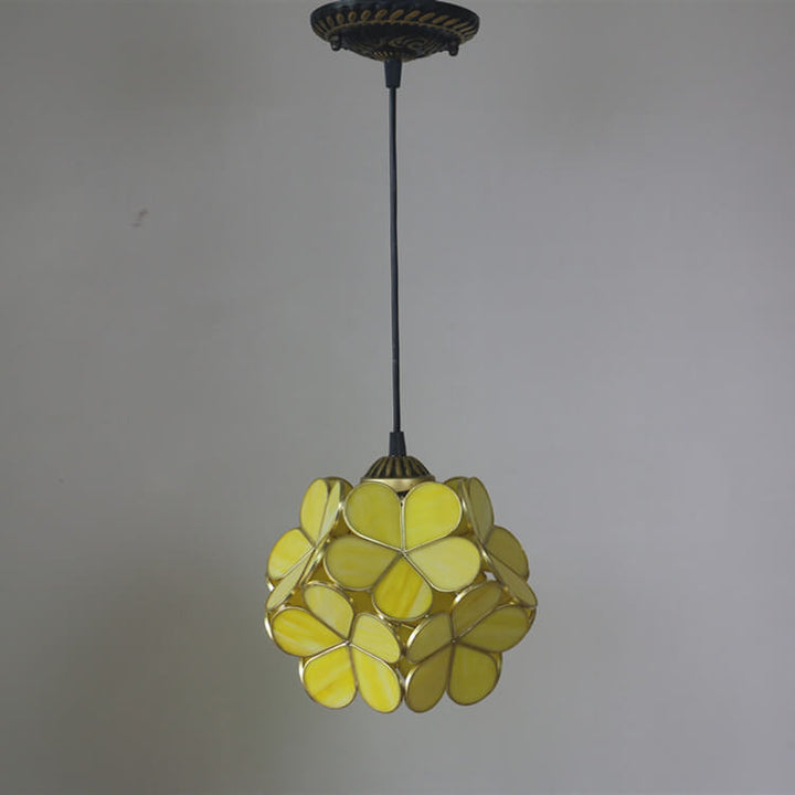 Vintage Stained Glass Flower Pendant Light-Orizon Depot