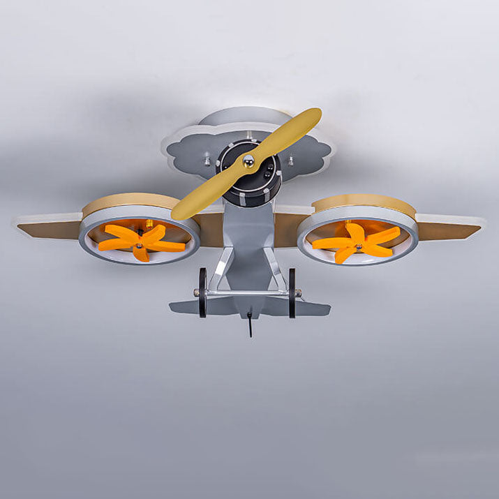 Modern Creative Cartoon Airplane Iron Acrylic LED Kids Semi-Flush Mount Ceiling Lamp-Orizon Depot