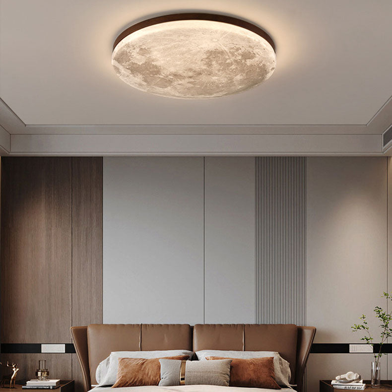 Nordic Minimalist Round Moon Design LED Flush Mount Ceiling Lamp-Orizon Depot