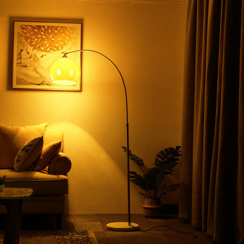 Modern Globe Floor Lamp with Acrylic Shade 1-Light Fishing Rod Base