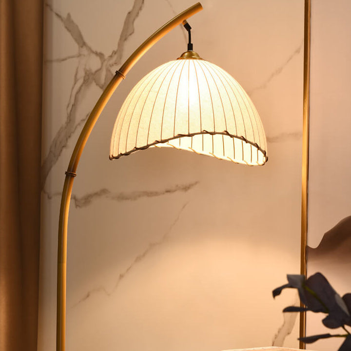 Retro Zen Simulation Bamboo Pole 1-Light Pedestal Standing Floor Lamp