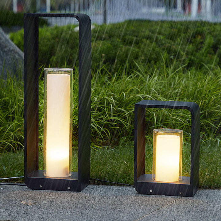 Modern Minimalist Square Frame LED Lawn Light Stainless Steel Acrylic Waterproof Design-Orizon Depot