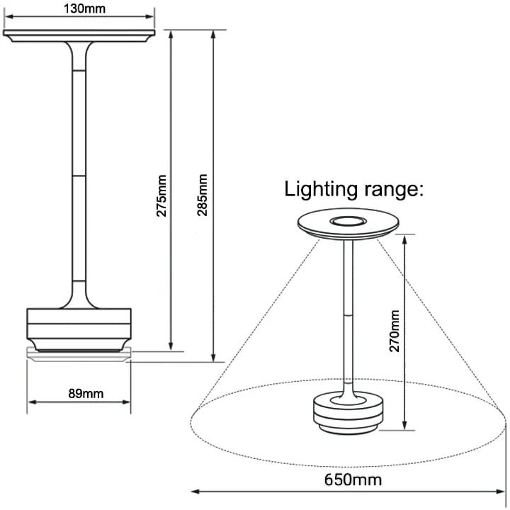 Cordless Dimmable Table Lamp - Rechargeable Desk Light-Orizon Depot