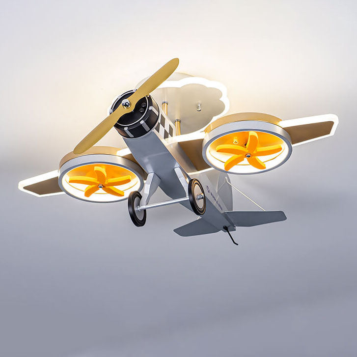 Modern Creative Cartoon Airplane Iron Acrylic LED Kids Semi-Flush Mount Ceiling Lamp-Orizon Depot