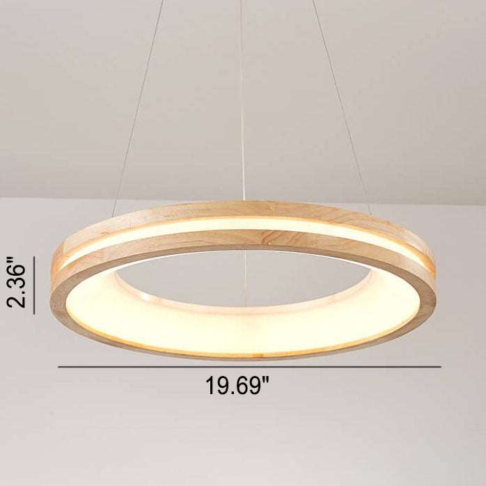 Japanese Minimalist Log Circle LED Island Chandelier for Modern Living-Orizon Depot