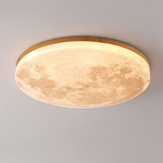 Nordic Minimalist Round Moon Design LED Flush Mount Ceiling Lamp-Orizon Depot