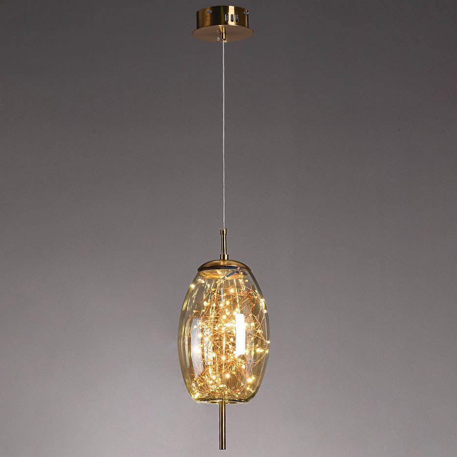 Scandinavian Cylinder Oval Glass Pendant Light for Bedroom-Orizon Depot