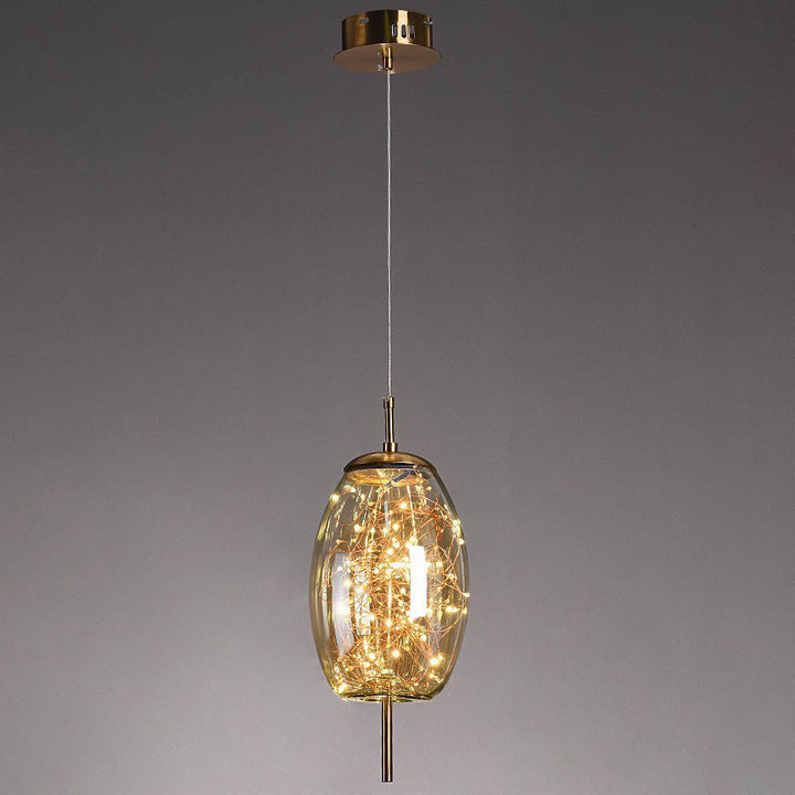 Scandinavian Cylinder Oval Glass Pendant Light for Bedroom-Orizon Depot