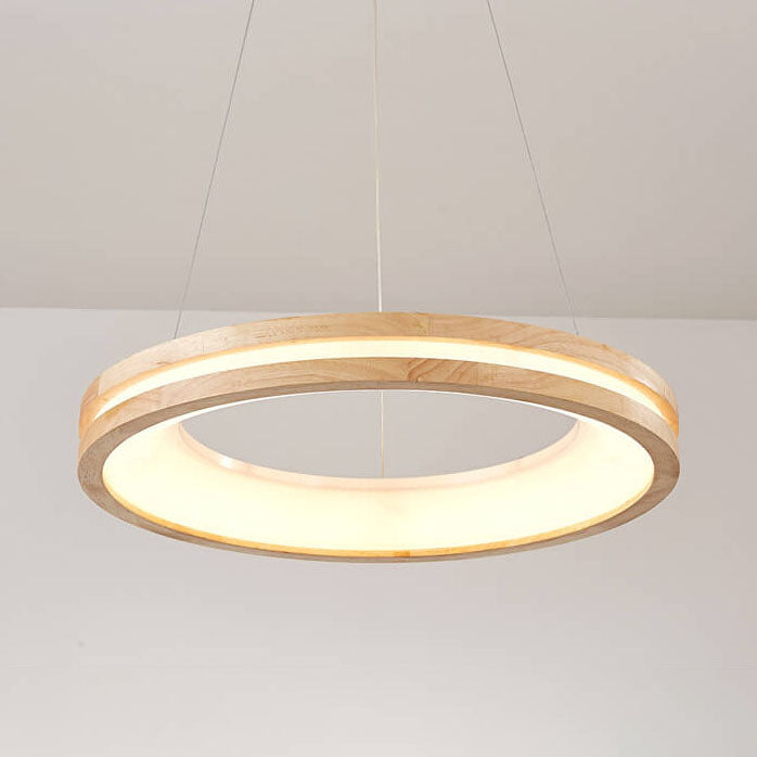 Japanese Minimalist Log Circle LED Island Chandelier for Modern Living-Orizon Depot