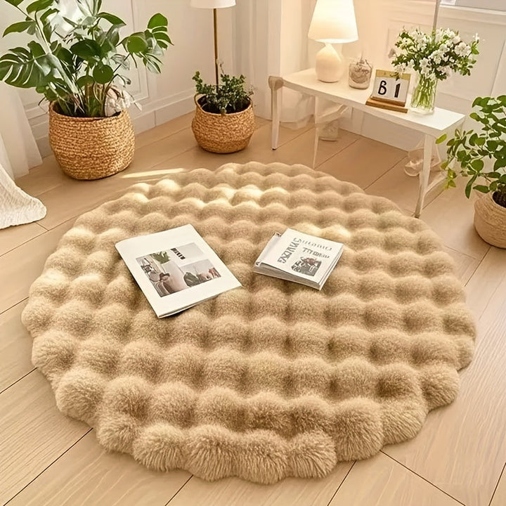Soft Fluffy Round Bubble Rug | Cozy Circle Carpet for Home Decor