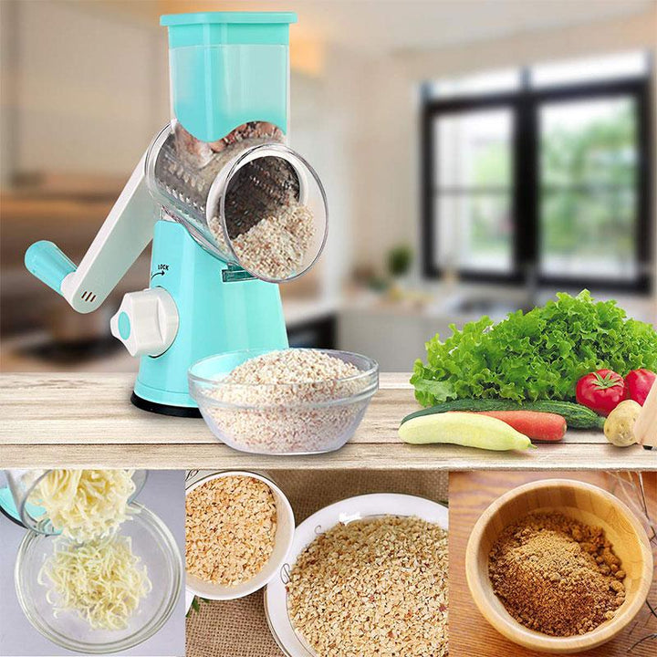 Vegetable Grater with Drum Blades and Non-Slip Suction Base