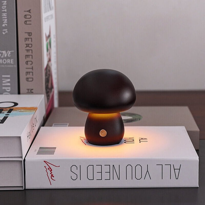 Natural Wood Rechargeable Night Light | Portobello Mushroom Design