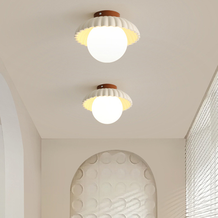 Modern Glass and Metal Flush Mount Ceiling Light for Hallways
