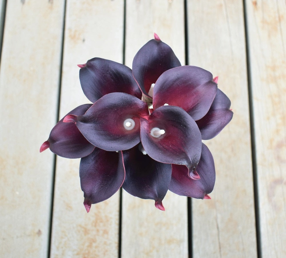 10 Marine Blue Calla Lily Real Touch Flowers for Wedding Decor-Orizon Depot