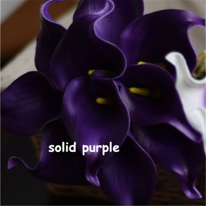 10 Marine Blue Calla Lily Real Touch Flowers for Wedding Decor-Orizon Depot
