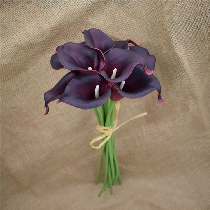 10 Marine Blue Calla Lily Real Touch Flowers for Wedding Decor-Orizon Depot