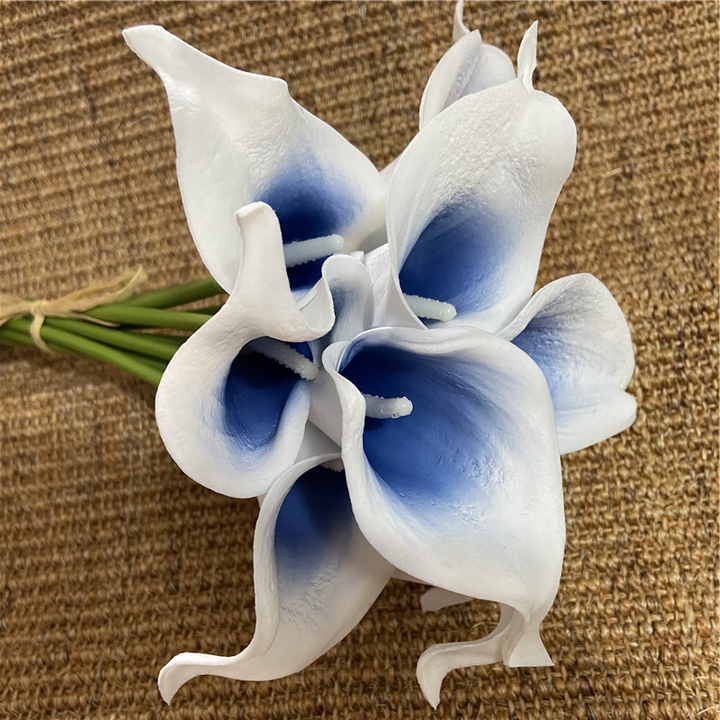 10 Marine Blue Calla Lily Real Touch Flowers for Wedding Decor-Orizon Depot