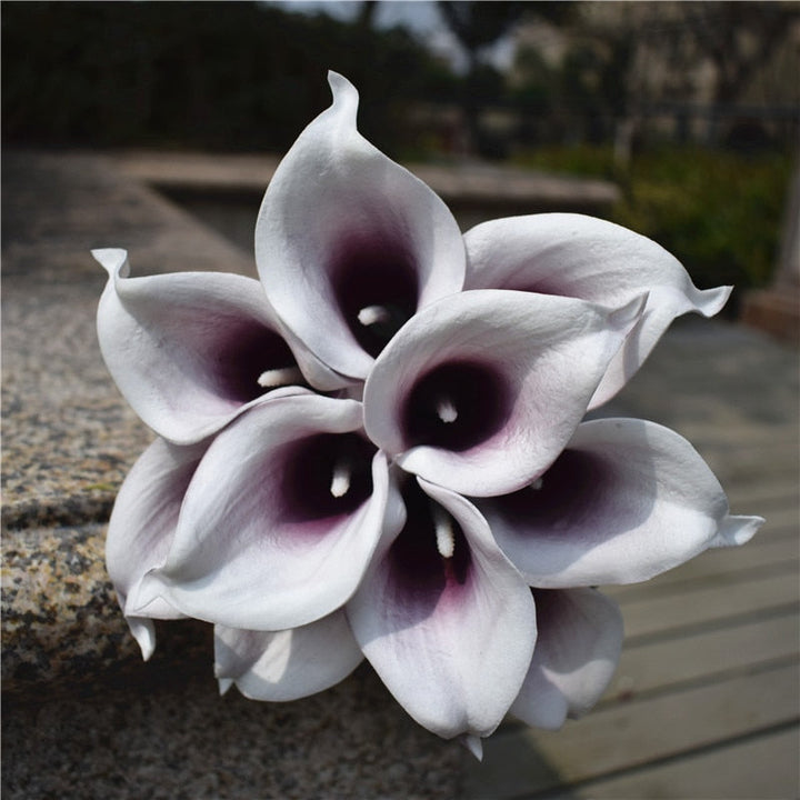 10 Marine Blue Calla Lily Real Touch Flowers for Wedding Decor-Orizon Depot