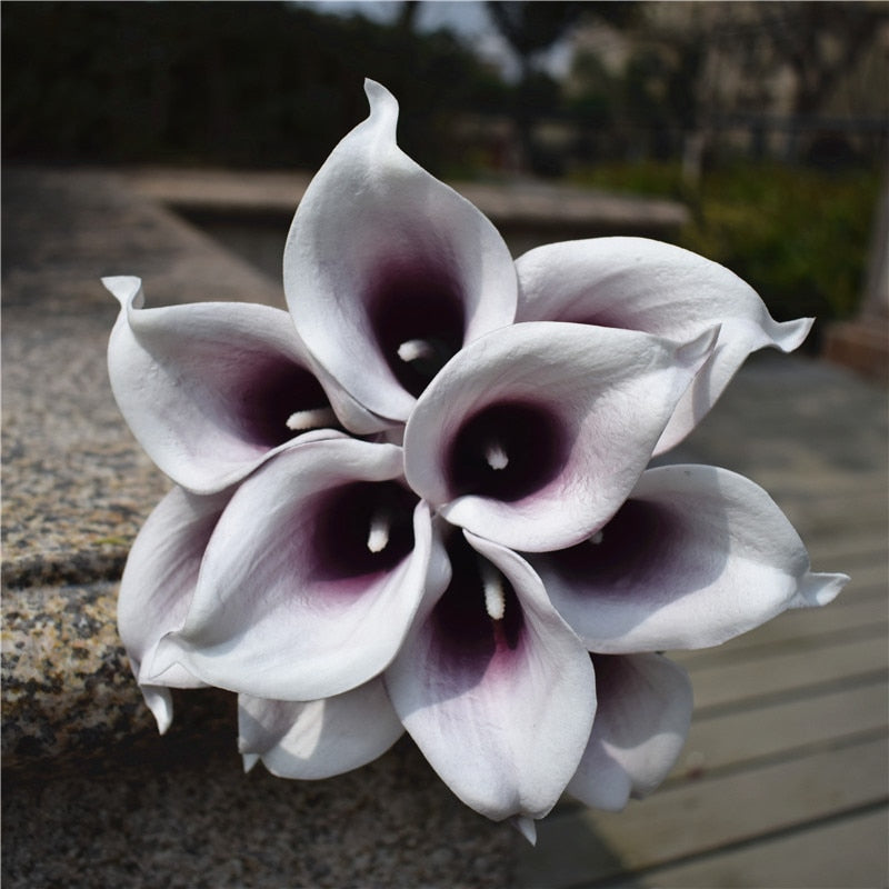 10 Marine Blue Calla Lily Real Touch Flowers for Wedding Decor-Orizon Depot