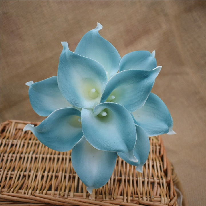 10 Marine Blue Calla Lily Real Touch Flowers for Wedding Decor-Orizon Depot