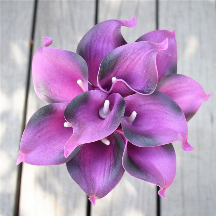 10 Marine Blue Calla Lily Real Touch Flowers for Wedding Decor-Orizon Depot