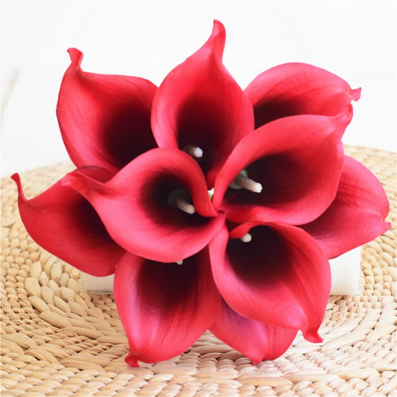 10 Marine Blue Calla Lily Real Touch Flowers for Wedding Decor-Orizon Depot