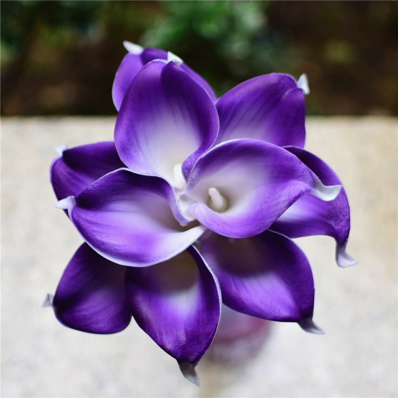 10 Marine Blue Calla Lily Real Touch Flowers for Wedding Decor-Orizon Depot