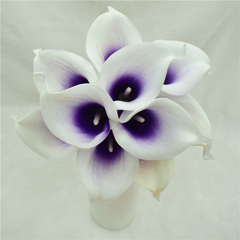 10 Marine Blue Calla Lily Real Touch Flowers for Wedding Decor-Orizon Depot