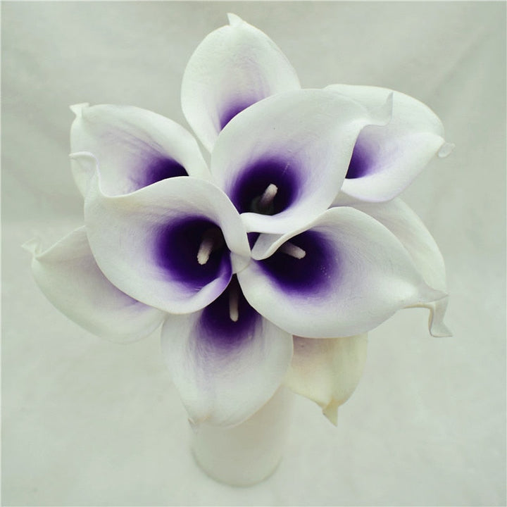 10 Marine Blue Calla Lily Real Touch Flowers for Wedding Decor-Orizon Depot