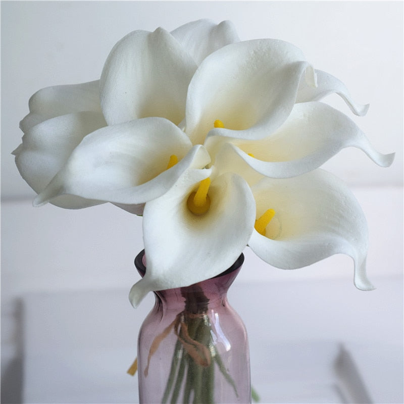 10 Marine Blue Calla Lily Real Touch Flowers for Wedding Decor-Orizon Depot