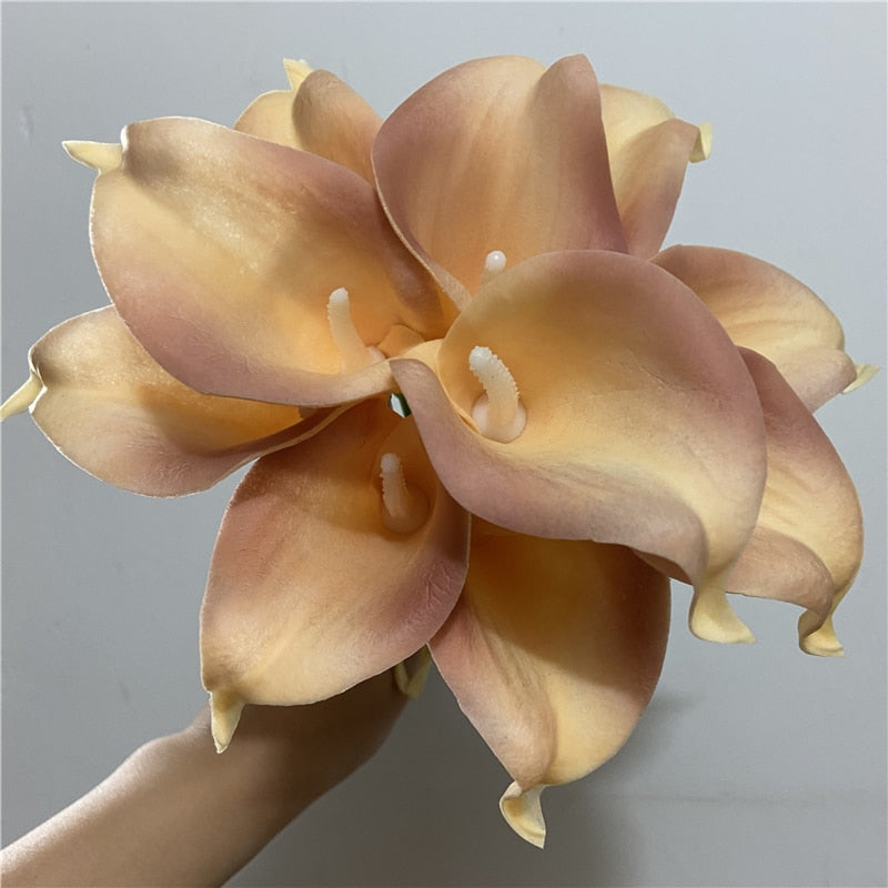 10 Marine Blue Calla Lily Real Touch Flowers for Wedding Decor-Orizon Depot