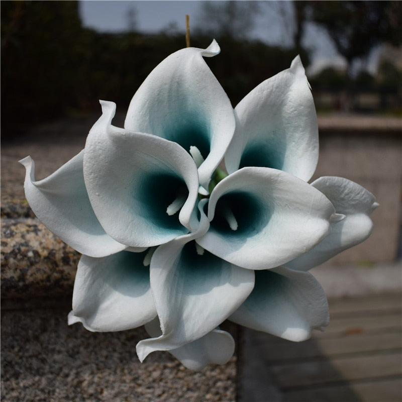 10 Marine Blue Calla Lily Real Touch Flowers for Wedding Decor-Orizon Depot