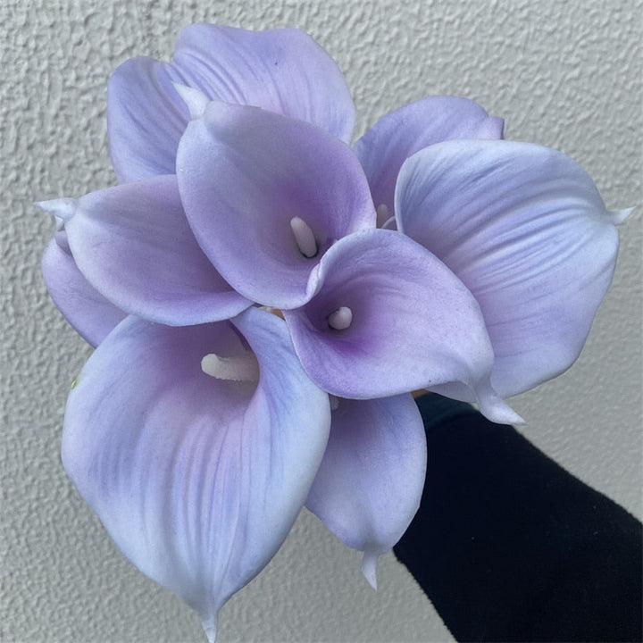 10 Marine Blue Calla Lily Real Touch Flowers for Wedding Decor-Orizon Depot