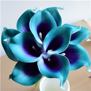 10 Marine Blue Calla Lily Real Touch Flowers for Wedding Decor-Orizon Depot