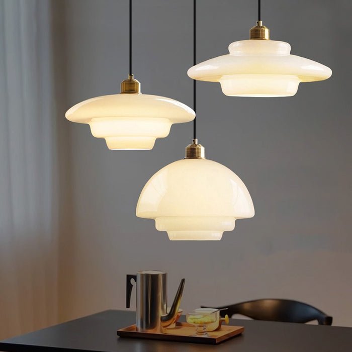 Modern White Glass Pendant Light | Mid-Century Style Fixture