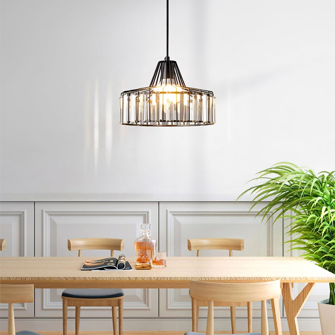 Sleek Black Crystal Pendant Light | Stylish Hanging Fixture