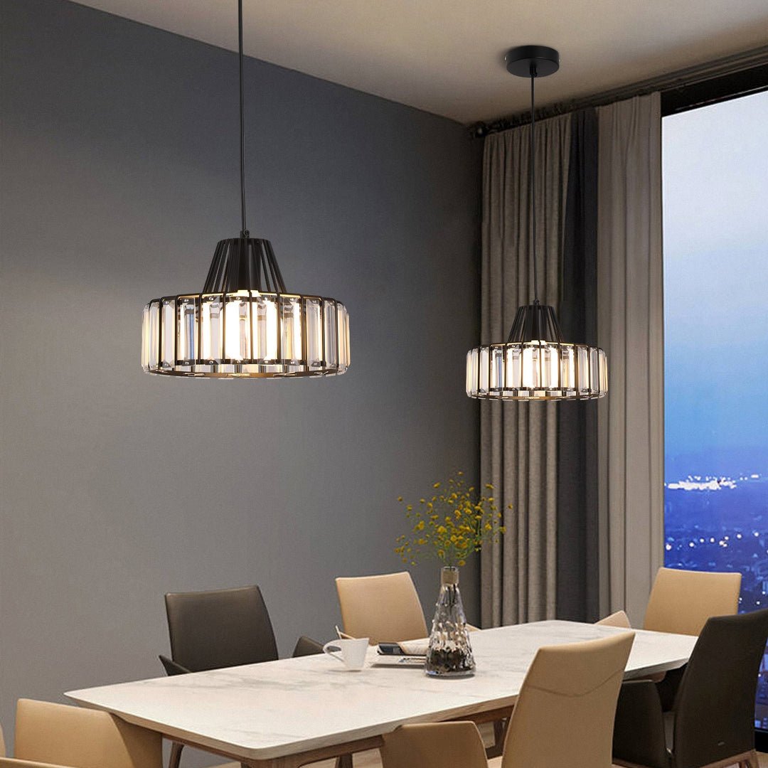 Sleek Black Crystal Pendant Light | Stylish Hanging Fixture