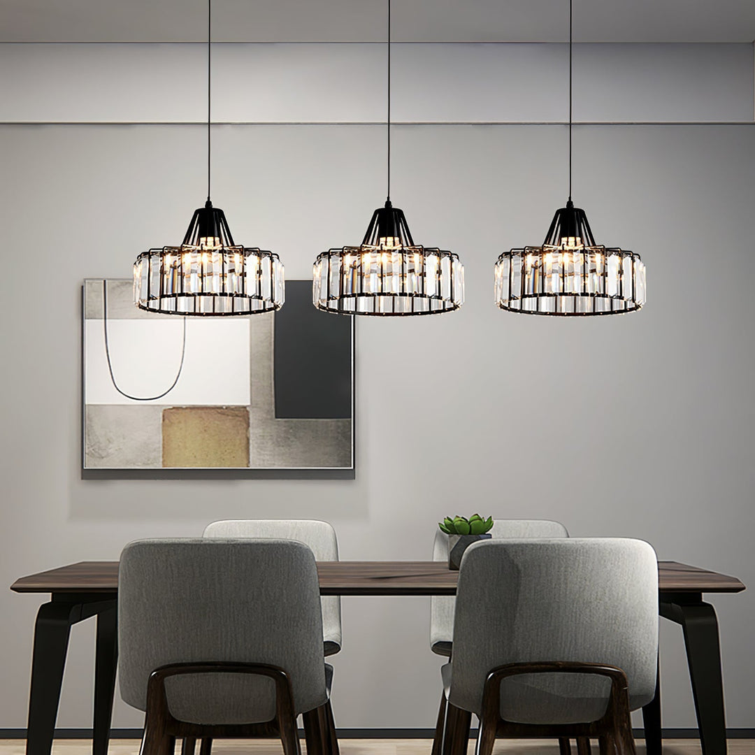 Sleek Black Crystal Pendant Light | Stylish Hanging Fixture