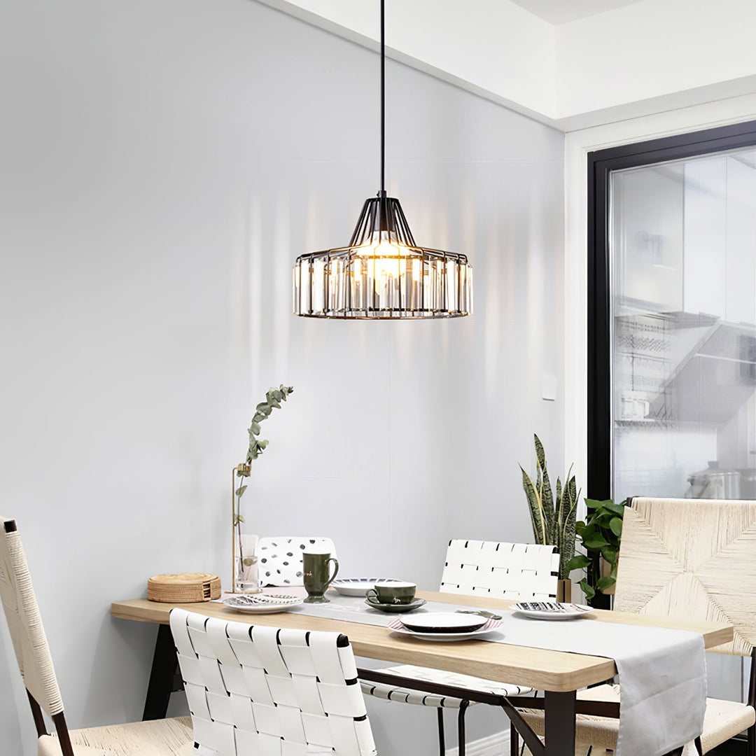 Sleek Black Crystal Pendant Light | Stylish Hanging Fixture