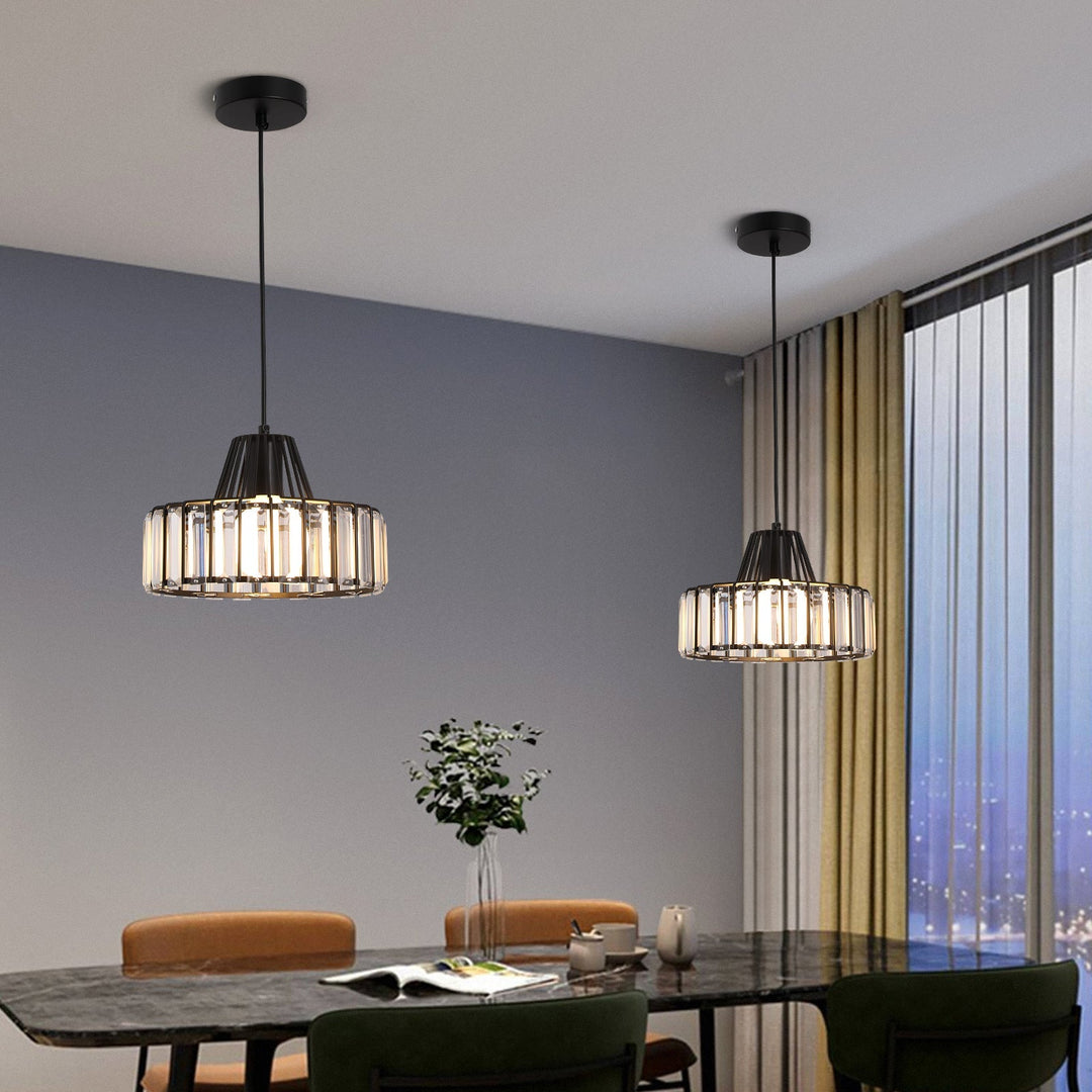 Sleek Black Crystal Pendant Light | Stylish Hanging Fixture