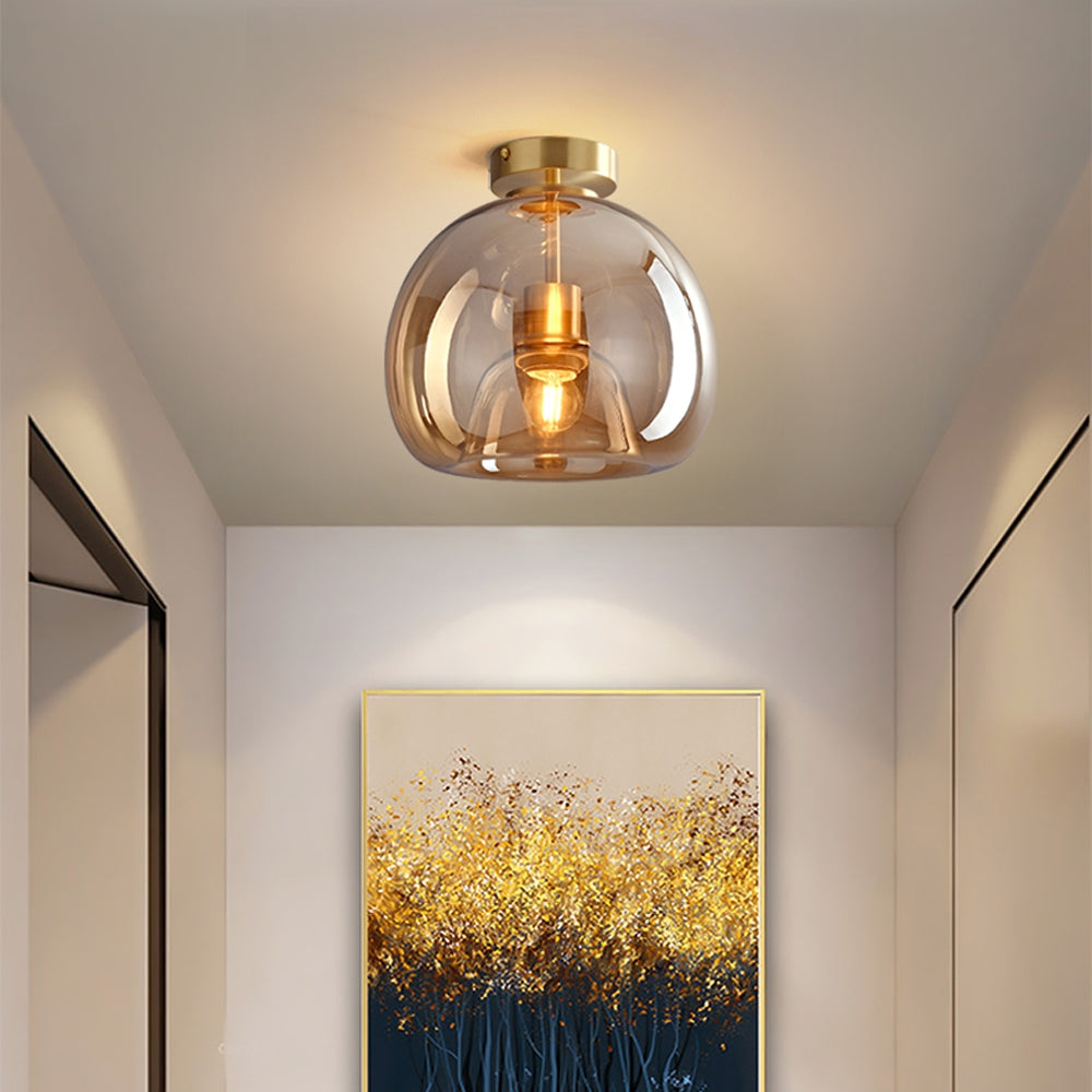 Retro Amber Glass Pendant Ceiling Light Fixture