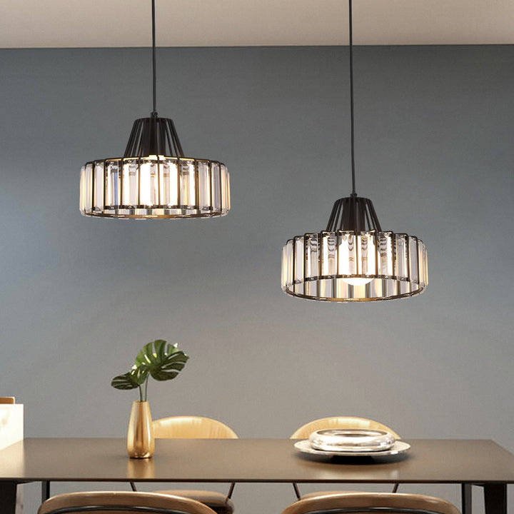Sleek Black Crystal Pendant Light | Stylish Hanging Fixture