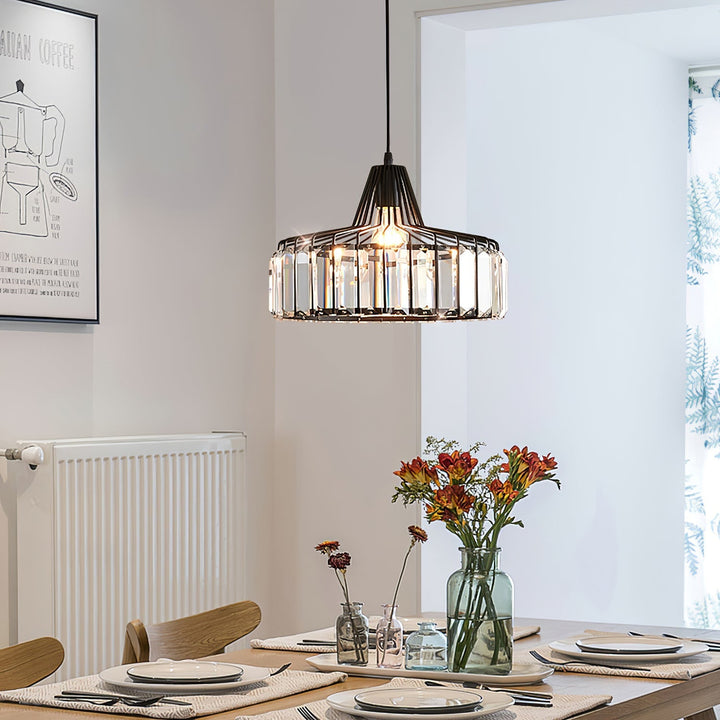 Sleek Black Crystal Pendant Light | Stylish Hanging Fixture