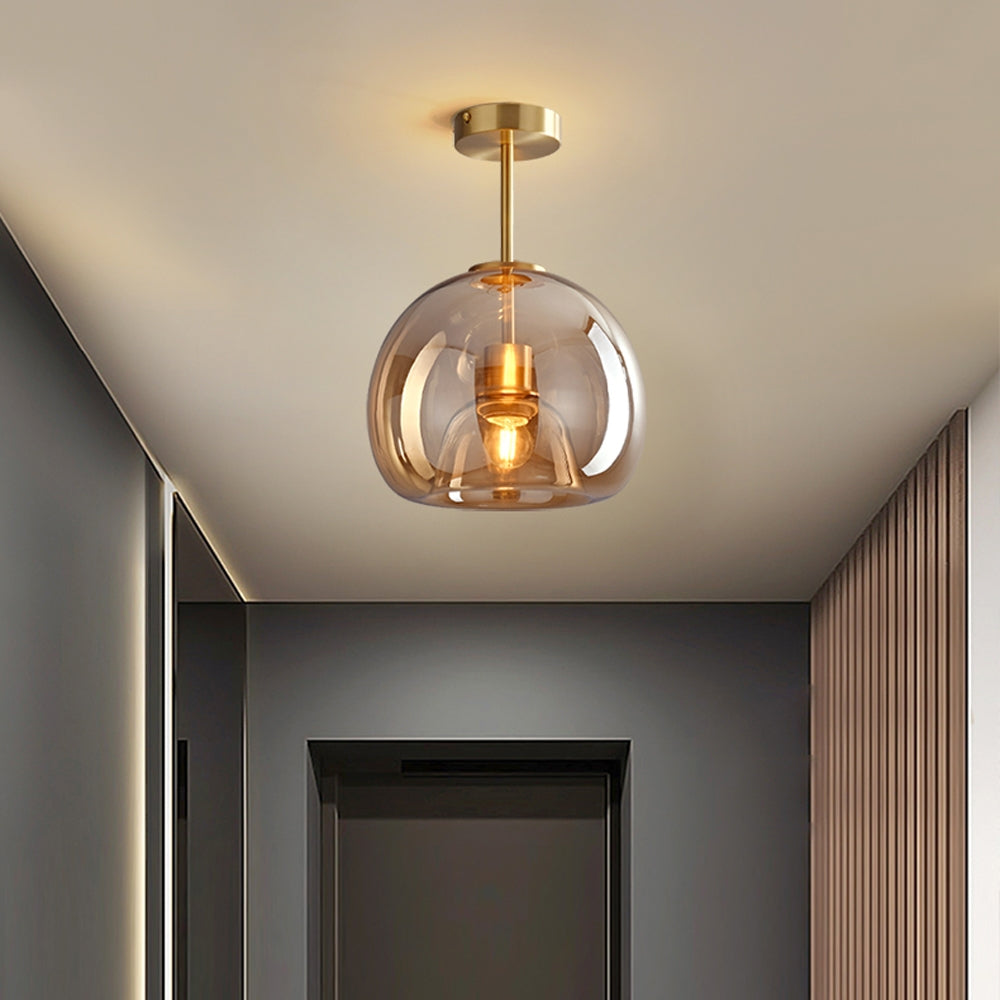 Retro Amber Glass Pendant Ceiling Light Fixture