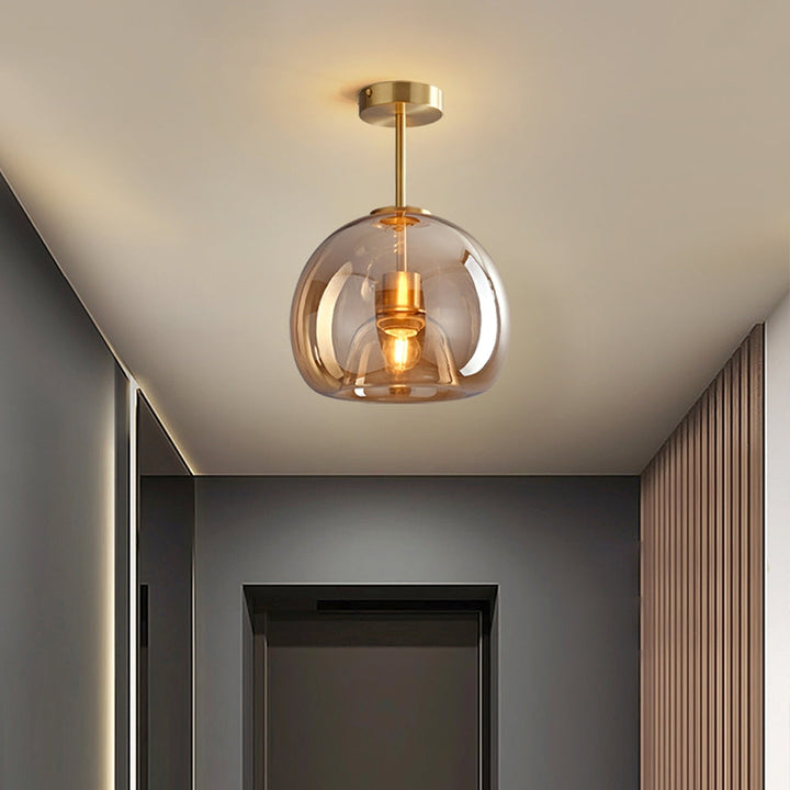 Retro Amber Glass Pendant Ceiling Light Fixture