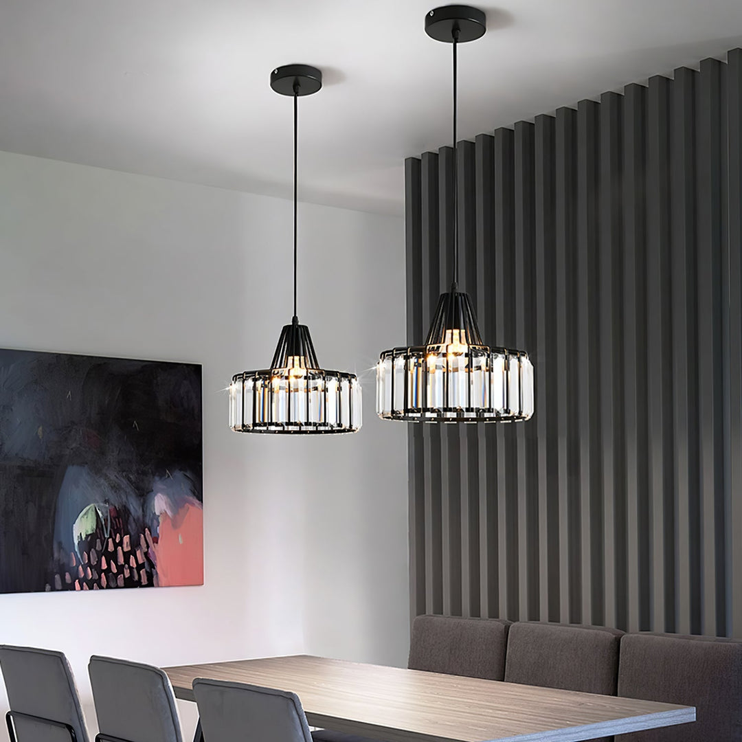 Sleek Black Crystal Pendant Light | Stylish Hanging Fixture