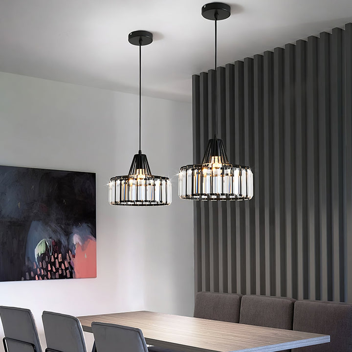 Sleek Black Crystal Pendant Light | Stylish Hanging Fixture